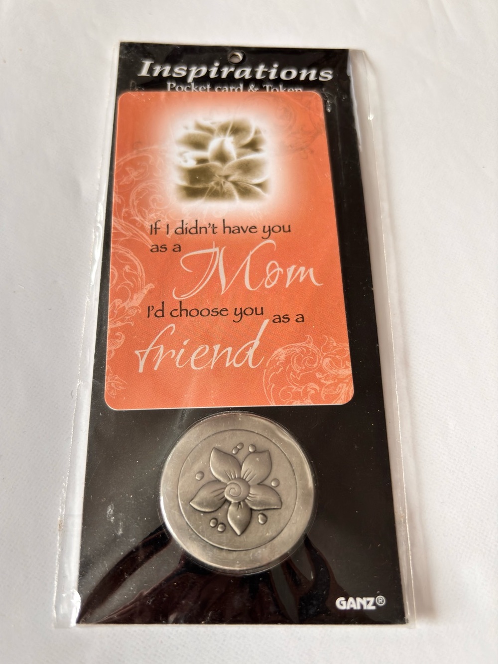🌷5/25$ GANZ Inspirations Mom Pocket Card & Silver-Tone Token - Coral